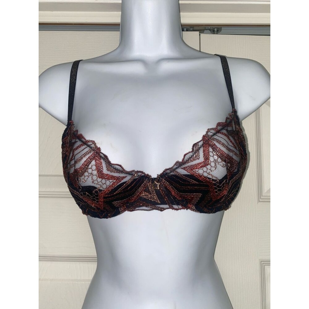 Savage Fenty by Rihanna Womens Embroidered Triangle Lace Bra With Adjustable Str